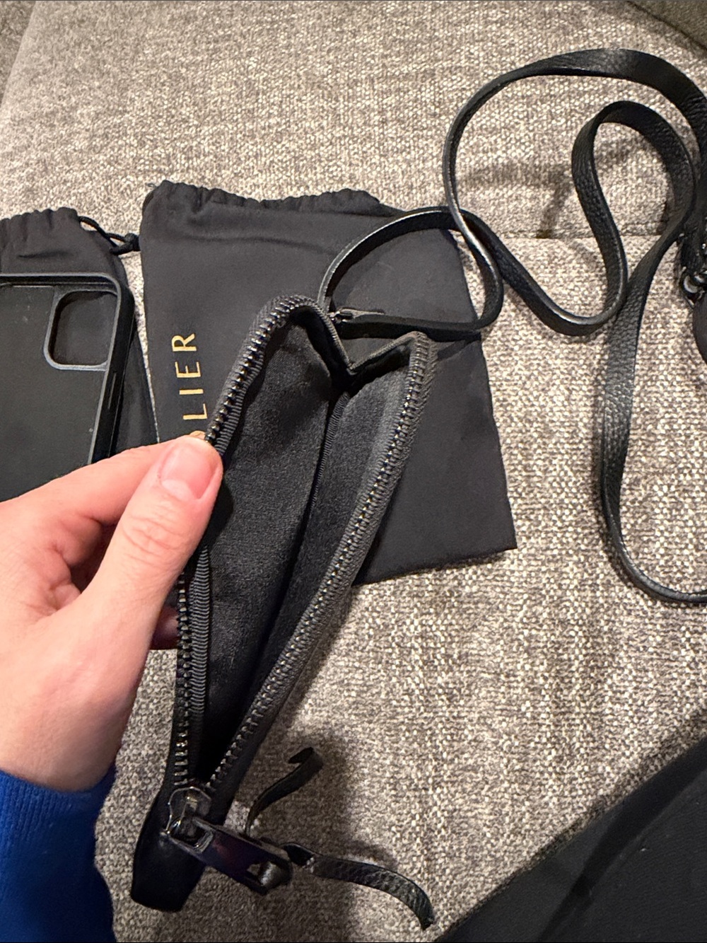 Bandolier Mila MagSafe Black Pebbled Leather Crossbody with Expanded Zip Pouch - Picture 6 of 8